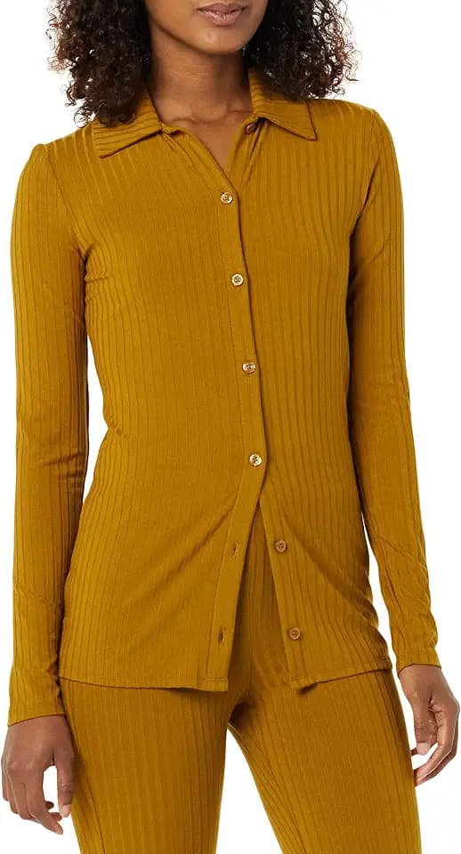 Amazon Essentials womens Wide Rib Long Sleeve Button-up Collared Cardigan (Pants Sold Separately)