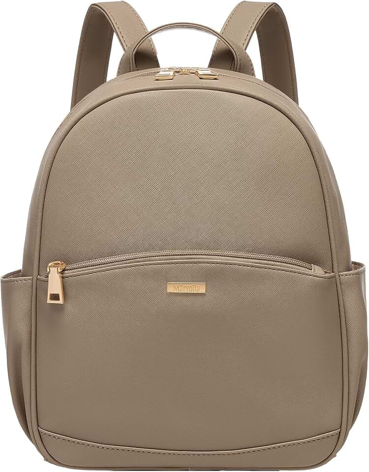 Marvolia Mini Backpack for Women - Leather Backpack Cute Backpacks with Multiple Pockets for Travel College Work - Khaki