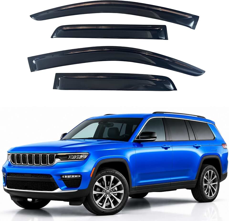 IG Window Visors Fit for 2021-2026 Jeep Grand Cherokee L, Out-Channel Rain Guards Vent Wind Deflectors 4PC, Car Accessories for 21-26 Grand Cherokee L (Cherokee L Only)