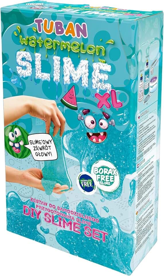 TUBAN DIY Tuban Slime Set – Kleber – Aktivator – Neon-Glitzer – Behälter – Rührstab – Spielzeug für Kinder Wassermelone XL