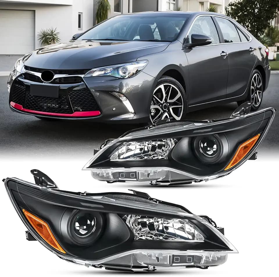 Headlights Assembly For 2015-2017 Toyota Camry w/projector Black Housing