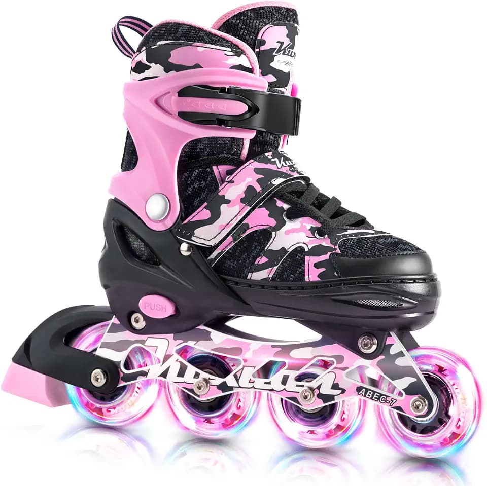 Kuxuan Boys Adjustable Inline Skates with Light up Wheels for Kids Youth