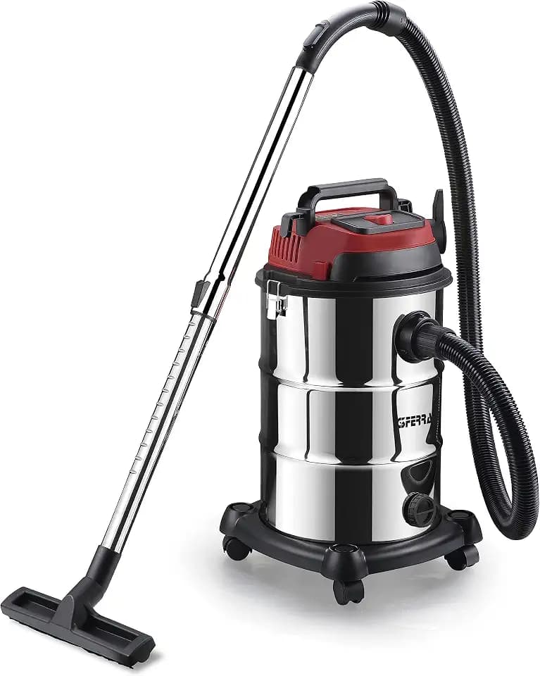 G3 Ferrari G90034 30L Fassungsvermögen Nass- und Trockensauger, 1200 W, 30 Liter, 18 kPa, Wet&Dry, HEPA-Filter, Inklusive Zubehör, Edelstahl/Rot
