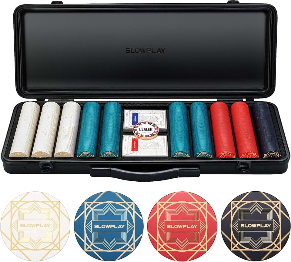 SLOWPLAY Nash Keramik-Poker-Set, 12 g/43 mm Chips, Texas Hold’em