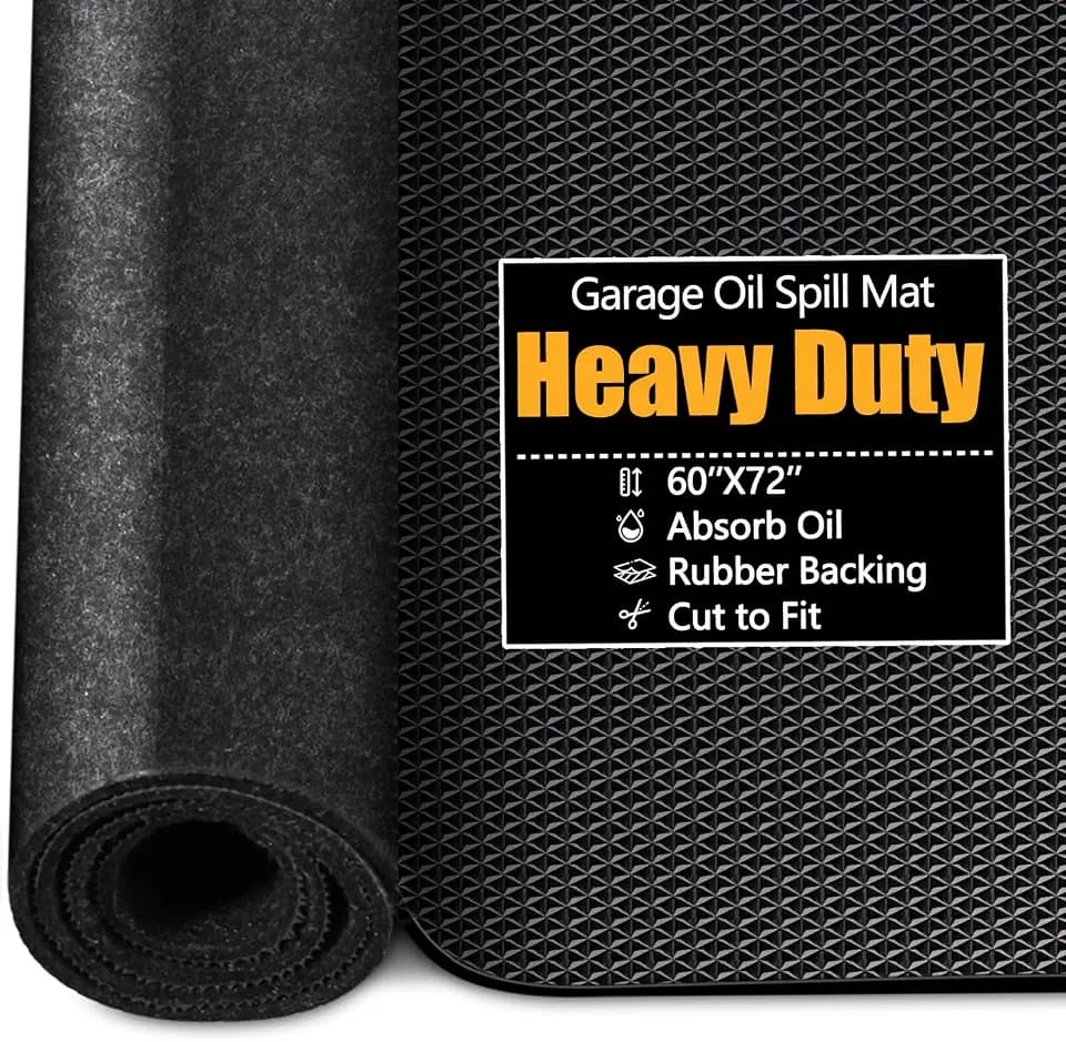 Garage Floor Mat, 60" x 72" Oil Spill Mat for Under Car, Heavy Duty Garage Mat with Rubber Backing, Absorbent Pads for All Types of Spills, Durable, Reusable