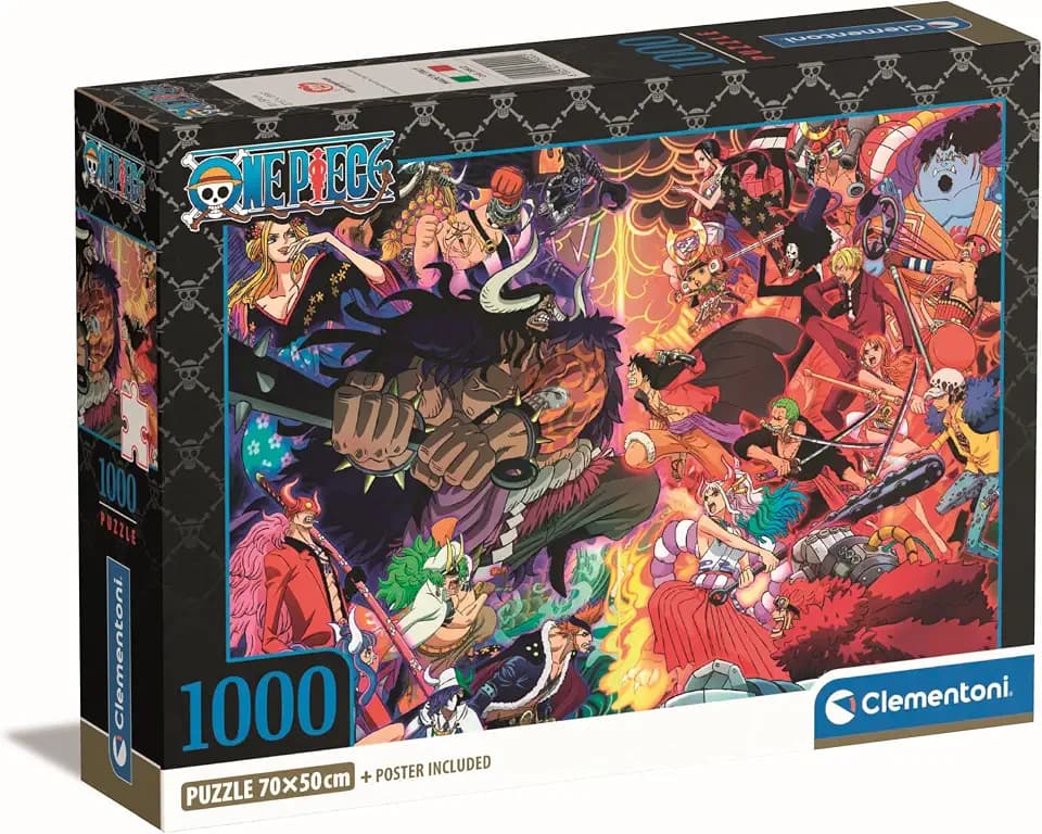 Clementoni One Piece Puzzle 1000 Pieces with Poster - Tile Game for Manga & Anime Fans - for Adults and Children from 9 Years, 39922