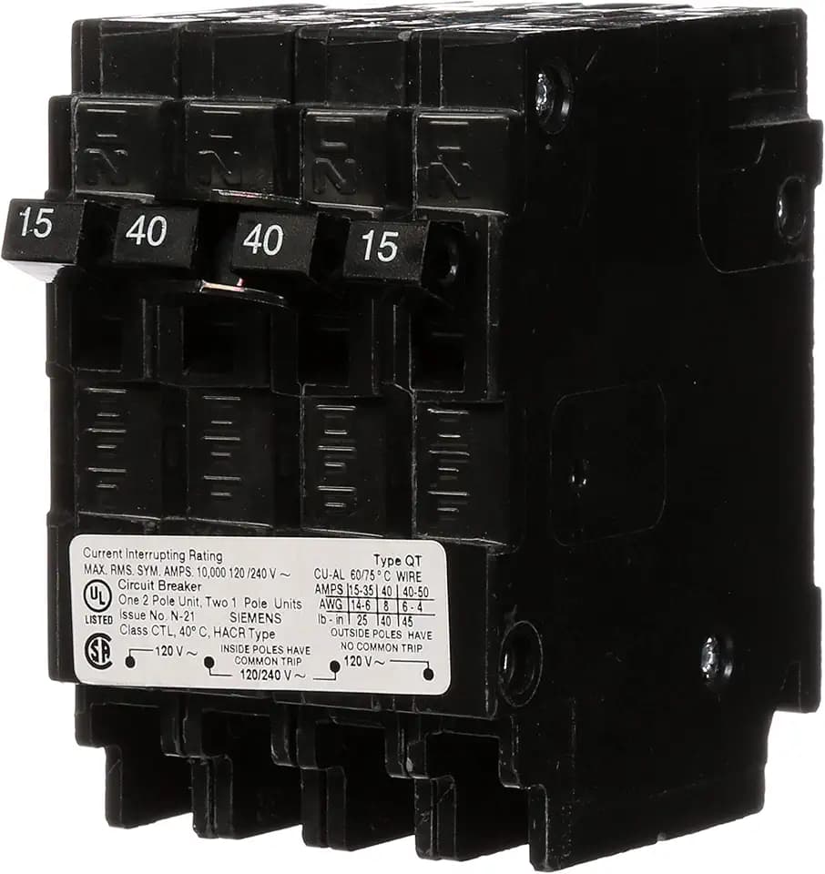 Siemens 40 Amp Double-Pole and (2) 15 Amp Single-Pole Type QT Triplex Circuit Breaker