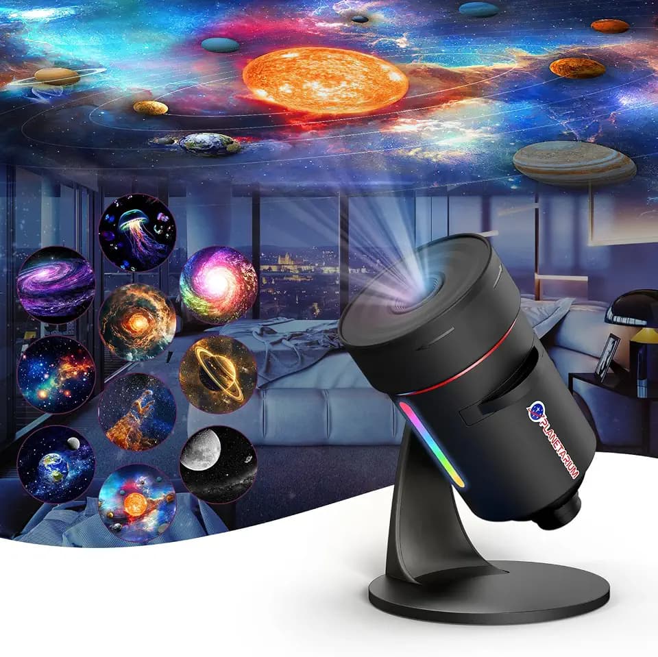 VanSmaGo HD Sternenhimmel Projektor, 360°Rotierend Nachtlicht, Tiefschwarz