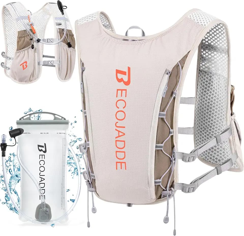 BECOJADDE Running Vest for Women Men, 5L/6L Lightweight Hydration Backpack Running Pack for Marathon, Trail, Cycling, Hiking, Jogging