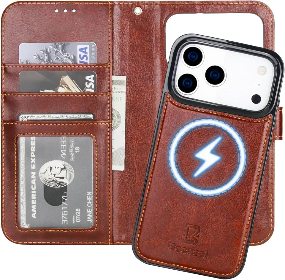 Bocasal for MagSafe Wallet Case for iPhone 18 Pro Max / 17 Pro Max Brown