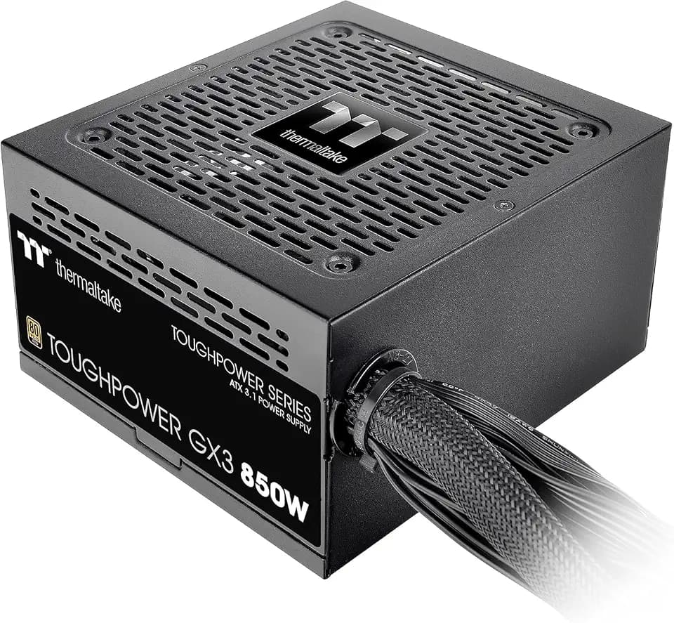 Thermaltake Toughpower GX3 850W; ATX 3.1; Native PCIe 5.1 12V-2x6; Flat Cables; 120mm Fan; 80 Plus Gold Certified; 5 Year Warranty; Black; PS-TPD-0850NNFAGU-3