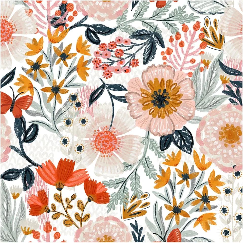 HAOKHOME Floral Peel and Stick Wallpaper Boho Pink Botanical Wall Paper
