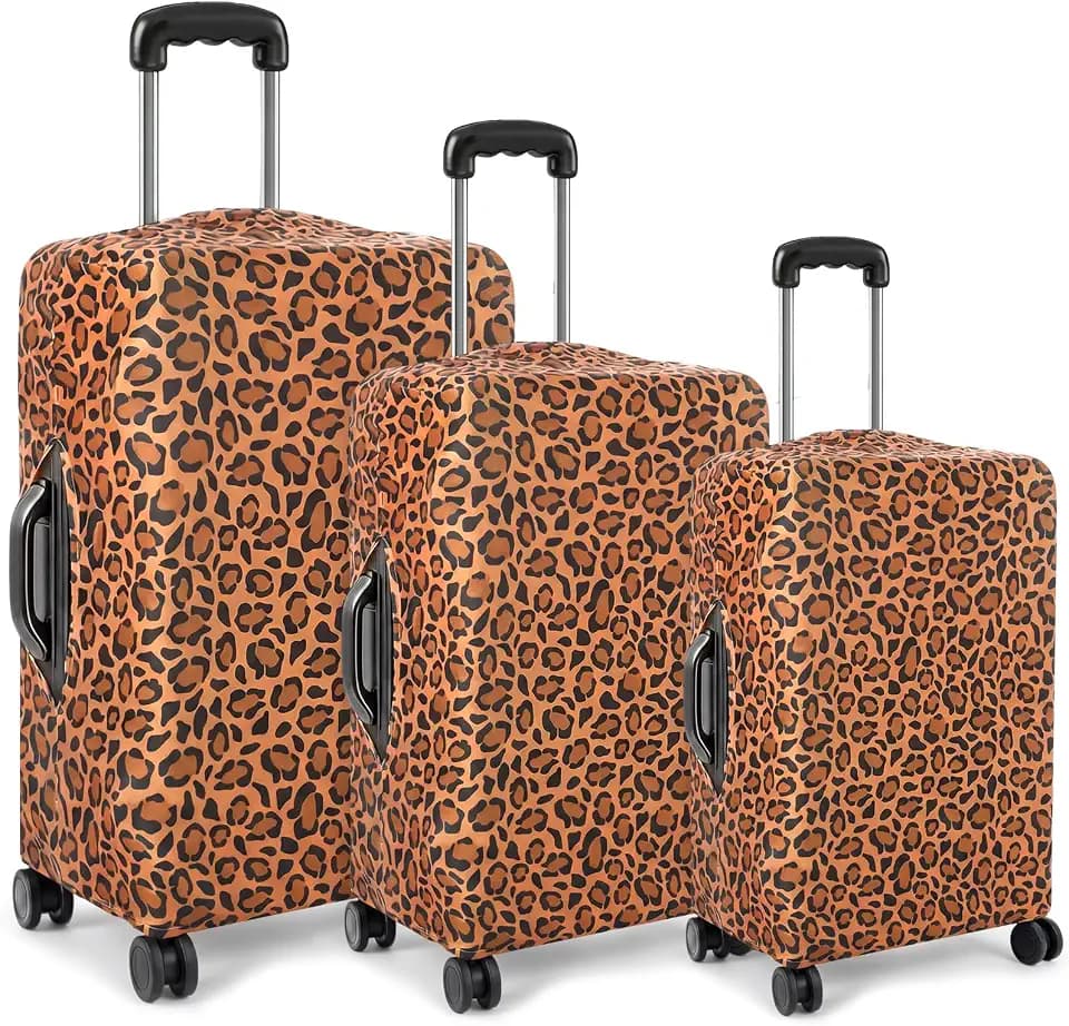 Gilprop 3 Pcs Travel Luggage Cover Washable Suitcase Protector Cover Anti Scratch Case Fits 18-28 Inch Luggage, 3 Sizes (Leopard Style)