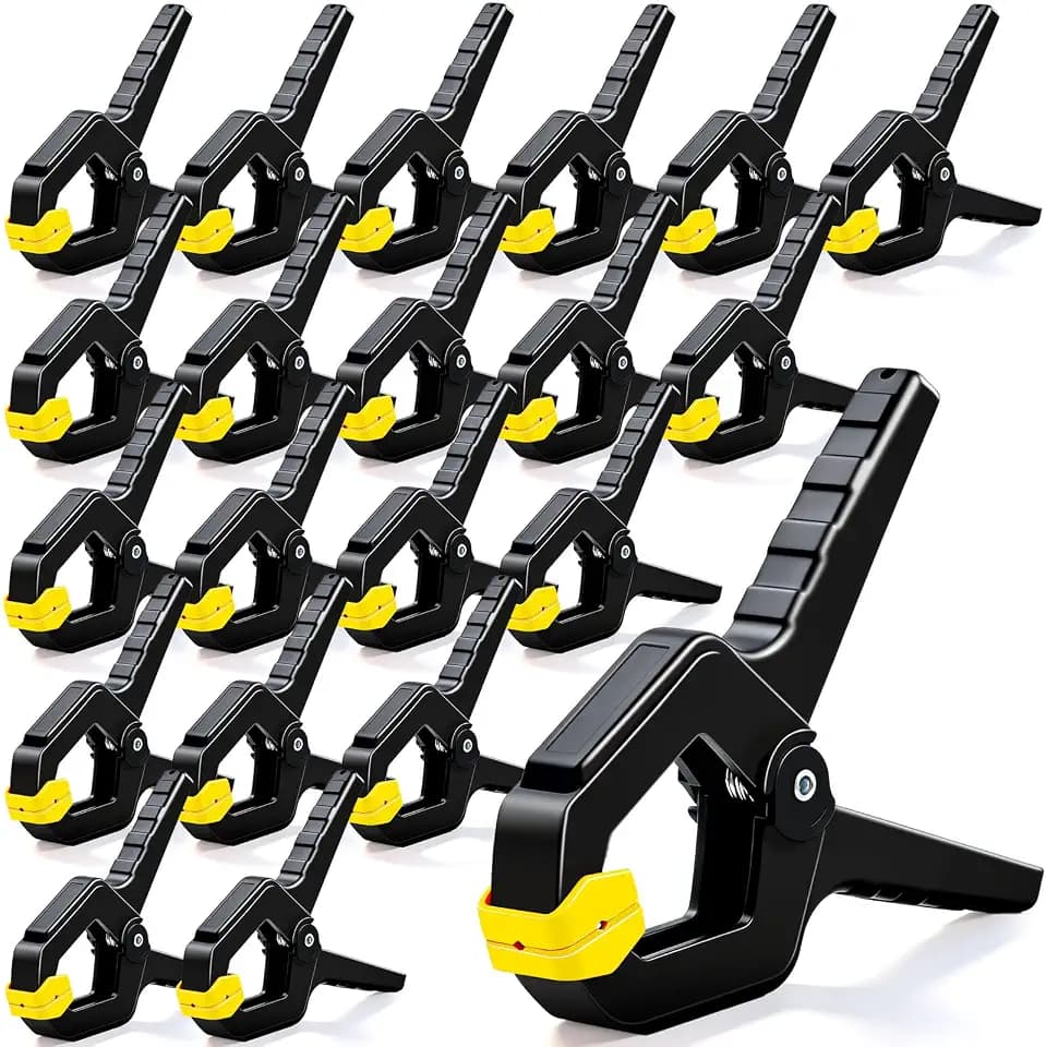 20 Pack Spring Clamps, Heavy Duty Plastic Woodworking Clamps & Multi-Use Hanging Clips for Balloon Arch Clips, Tarp Clips & Backdrop Holder, Durable Hand Tool Kit