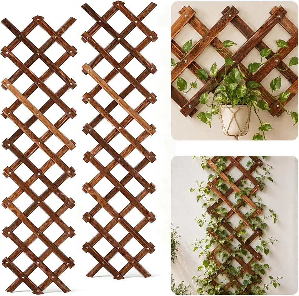 2 PCS Expandable Wood Lattice Fence Panels for Outside