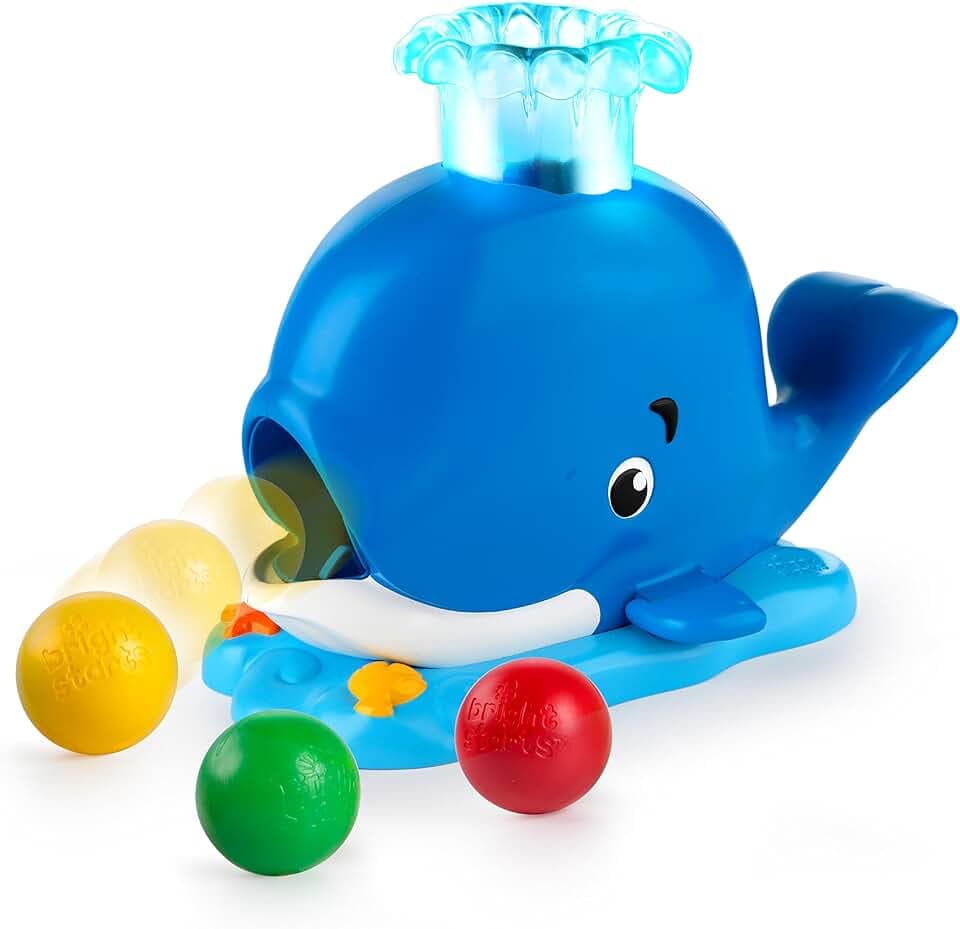 Bright Starts Silly Spout Whale Popper Ballspielzeug mit Musik Lichtern und 3 bunten Bällen, Mehrfarbig
