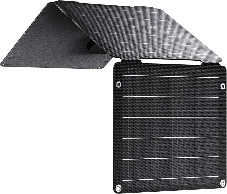 21W Solar Panel Charger BigBlue SolarPowa 20 Portable Solar Charger with USB-A/USB-C Ports, IP68 Waterproof, High-Efficiency Lightweight Foldable Solar Panels for Phones, Tablets, Camping, Backpacking