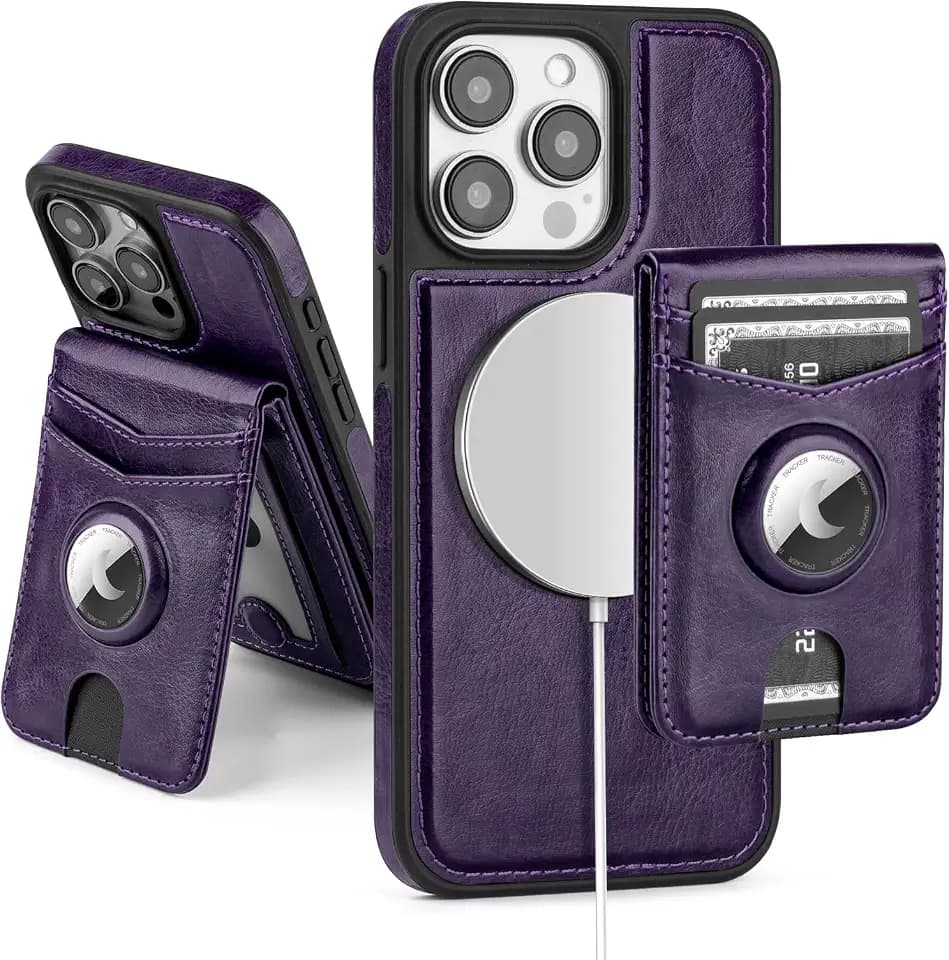 SkyEagle Compatible with MagSafe iPhone 13 Pro Max Wallet Case,Purple