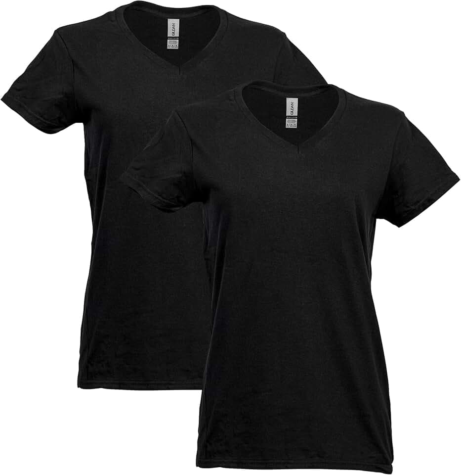 Gildan Women's Heavy Cotton V-Neck T-Shirt, 2-Pack