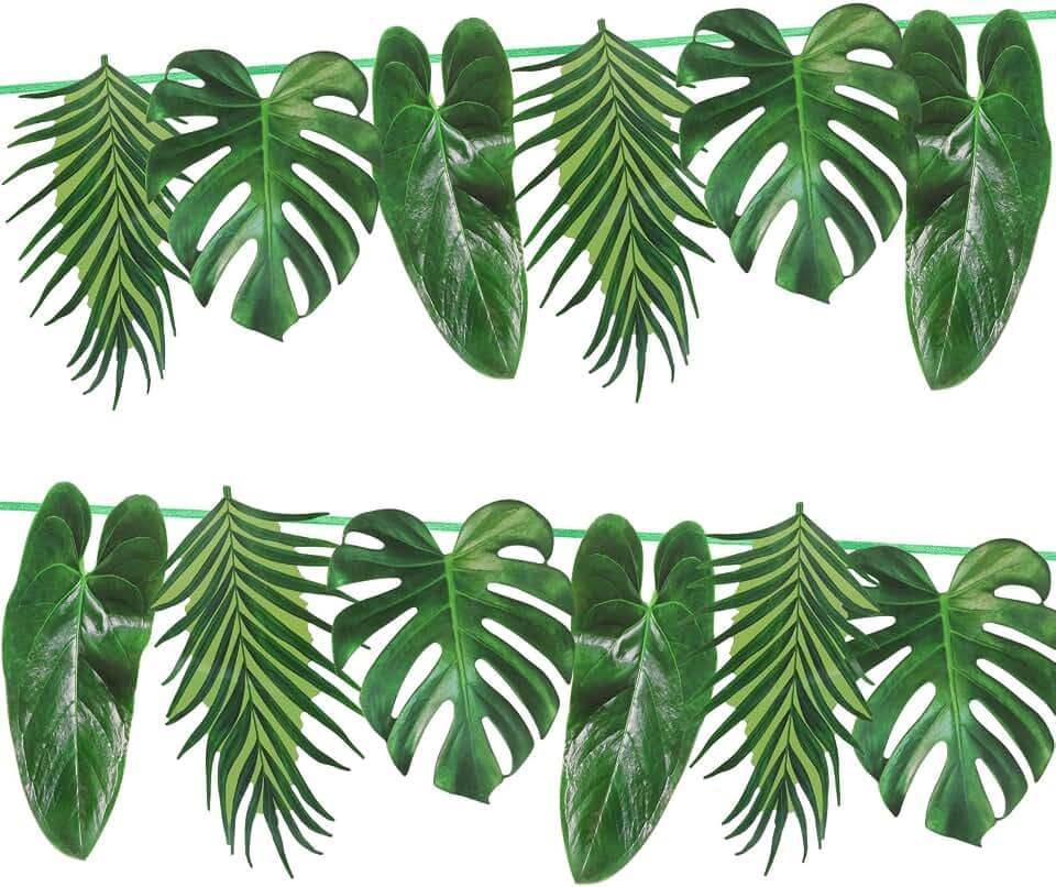 Safari Baby Shower Decorations Palm Leaves, 12pcs, Green
