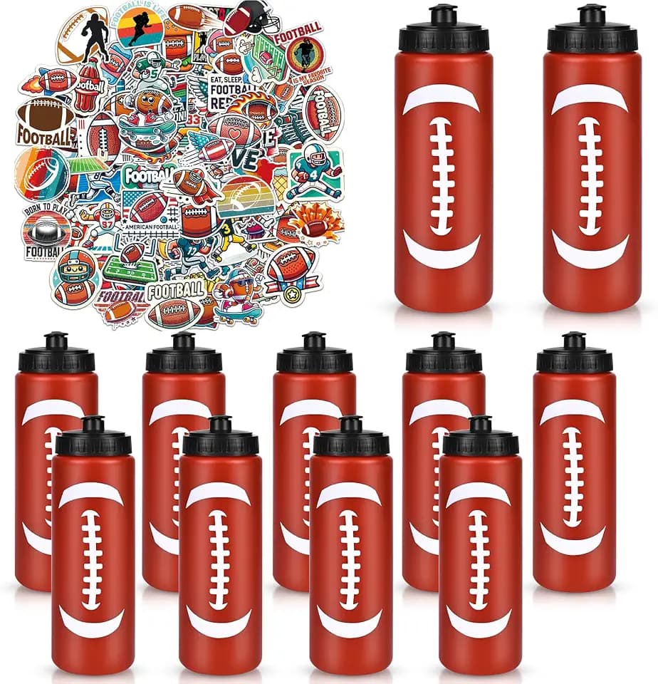 Football Party Favors, 12 Pack Water Bottles, 300 Stickers