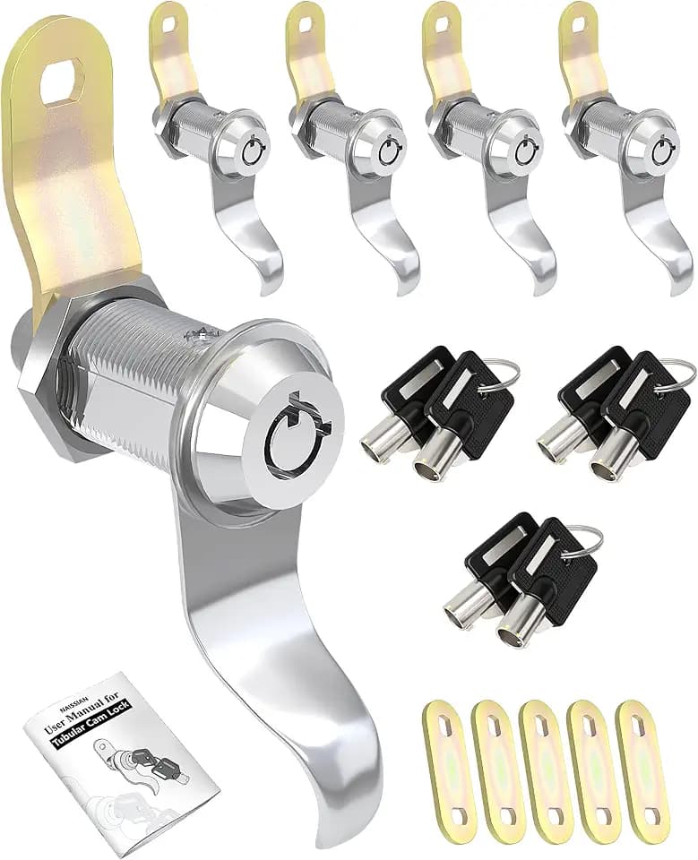 RV Locks for Storage Door 1 1/8 INCH, Camper Storage Locks for Travel Trailer Compartment Cabinet Drawer with Keys 1 1/8", Pack of 5 Locks with 6 Keyed Alike with Manual