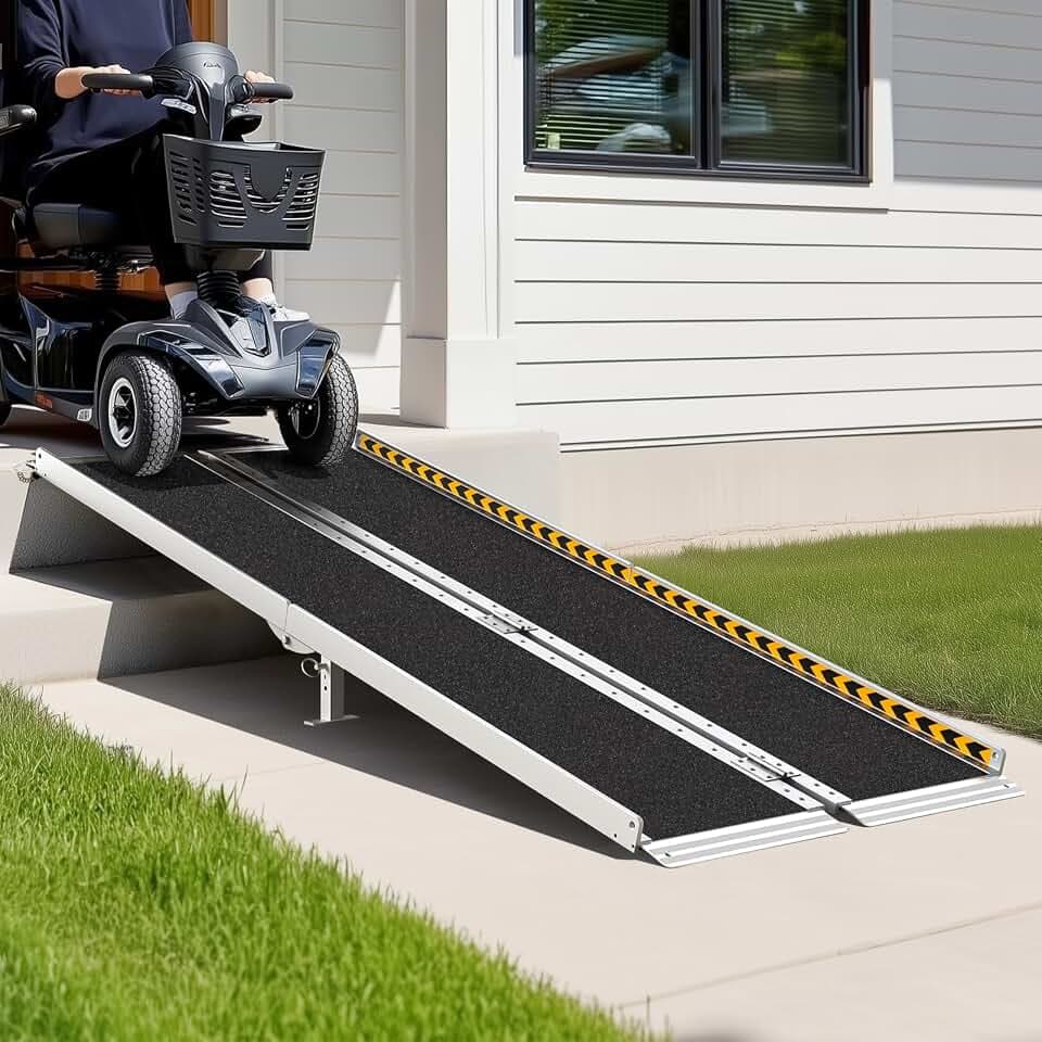 gardhom 5FT Aluminum Ramp for Wheelchair for Home Steps with Support Legs