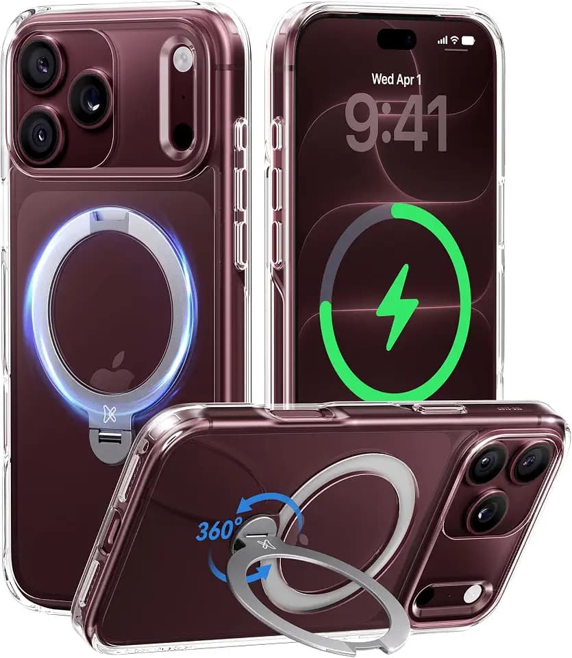 CASEKOO Clear 360 Spin Magnetic Stand for iPhone 18 Pro Max Case