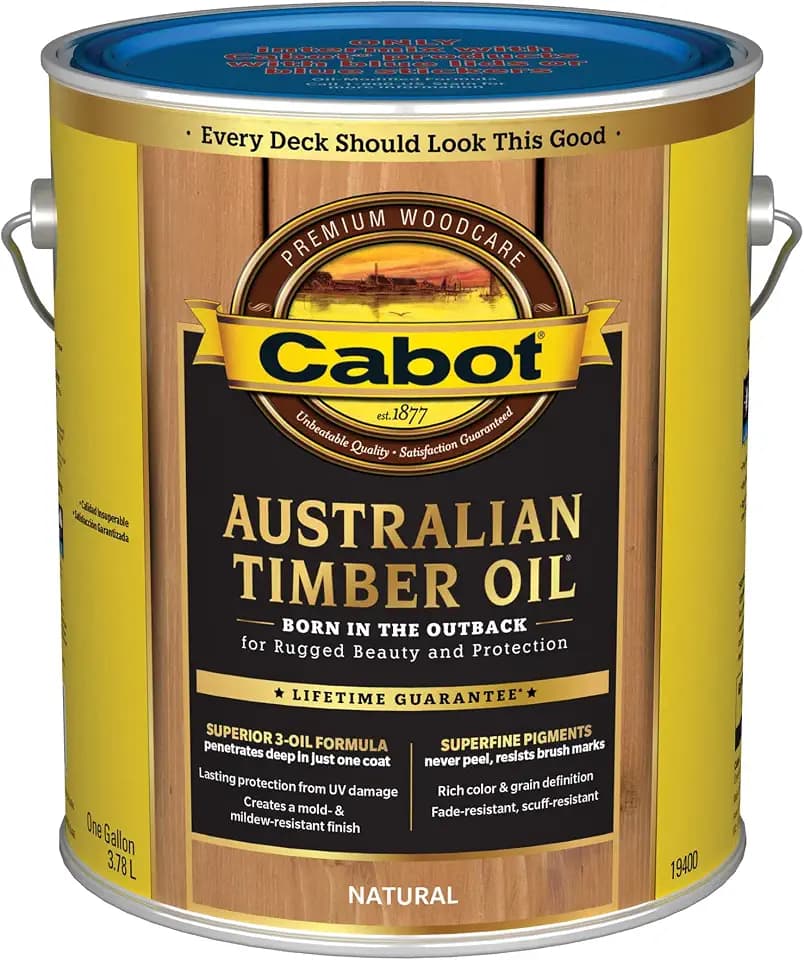 Cabot 140.0019400.007 Australian Timber Oil Water Reducible Stain, 1 gal, Natural
