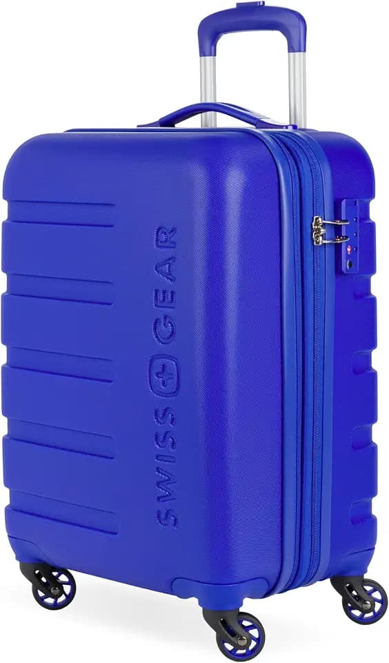SwissGear Signature Hardside Expandable Carry-On Spinner Luggage, ABS Construction, TSA-Friendly Lock, and Built-In Cupholder, Cobalt, 19-Inch
