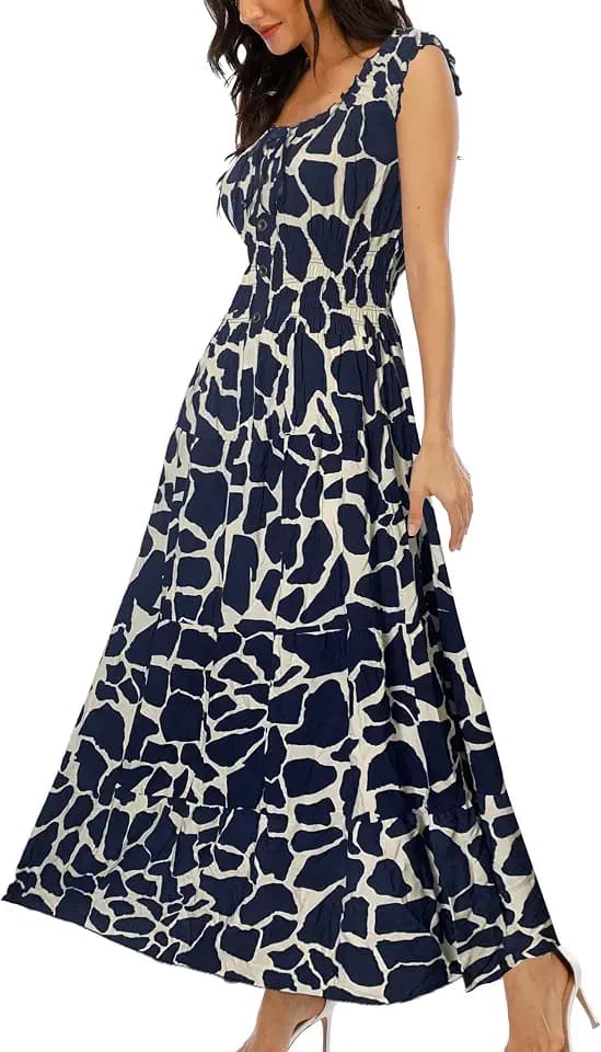 Women's 2026 Summer Boho Floral Print Tiered Casual Flowy Long Maxi Dress
