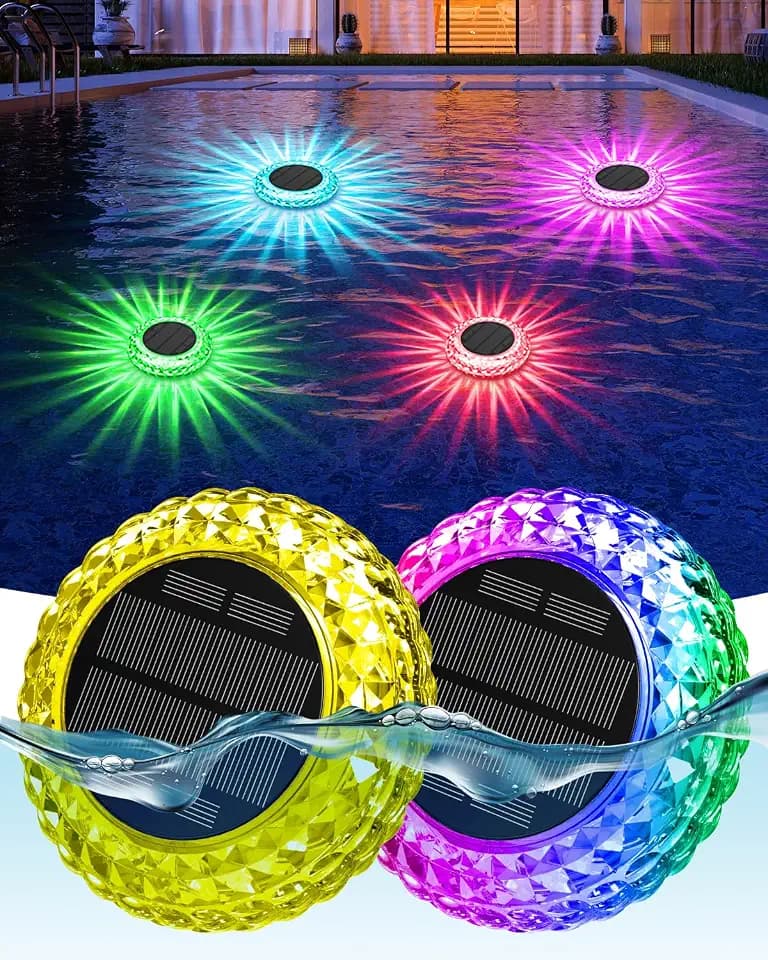 VIRIDI Solar Floating Pool Lights, Pool Party Backyard RGB Waterproof LED
