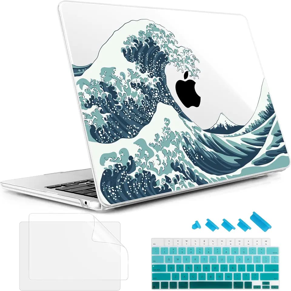 May Chen for M5 MacBook Air 13.6 Inch Case 2026 2025 2024-2022 Release M5 A3449 M4 A3240 M3 A3113 M2 A2681, Plastic Hard Shell Case for MacBook Air 13.6" with Retina Display, Great Wave
