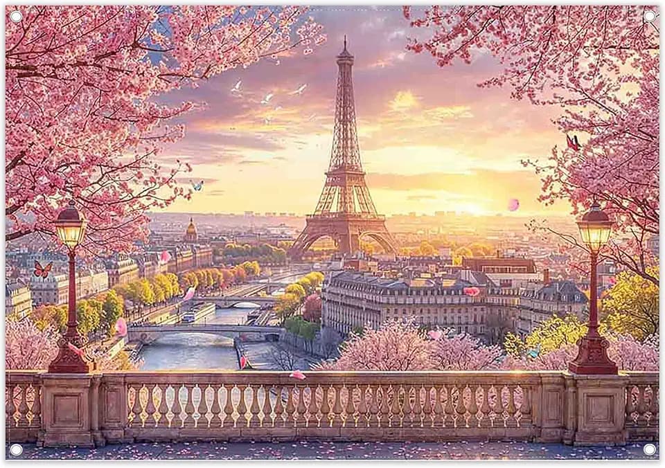 7x5ft Fabric Eiffel Tower Paris Landscape Photography Backdrop