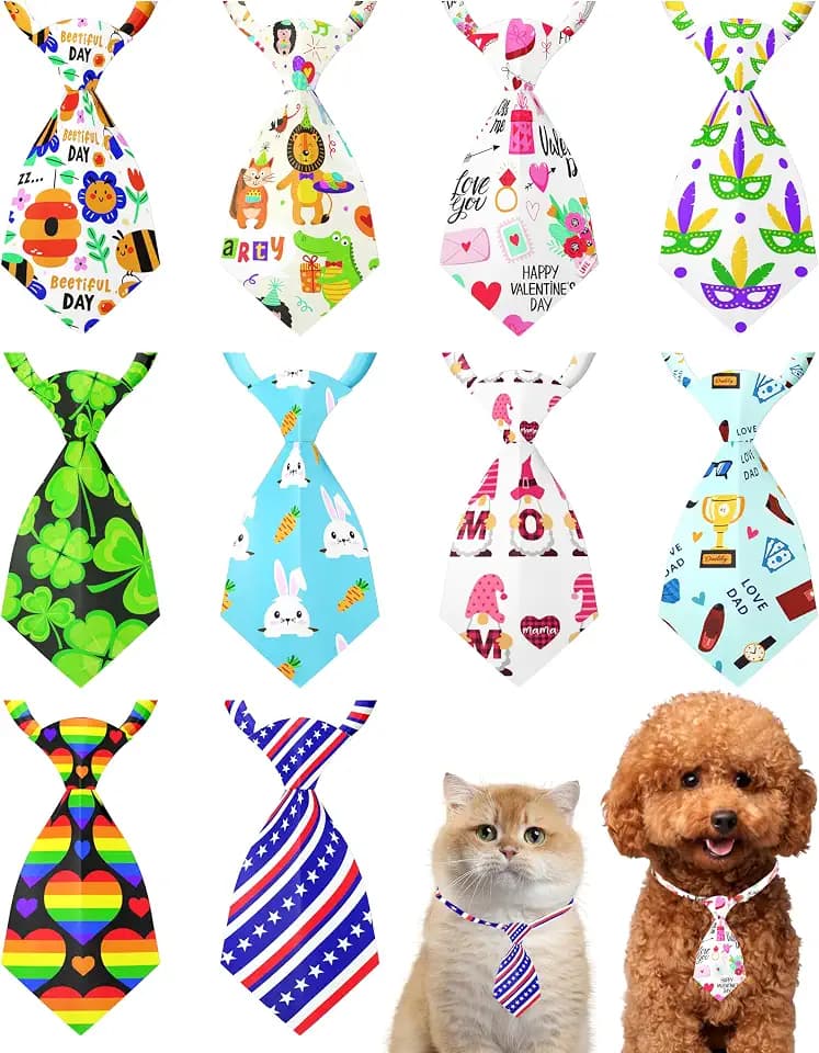 PET SHOW 10 Pack Holiday Summer Dog Ties Neckties XS for Small Dogs