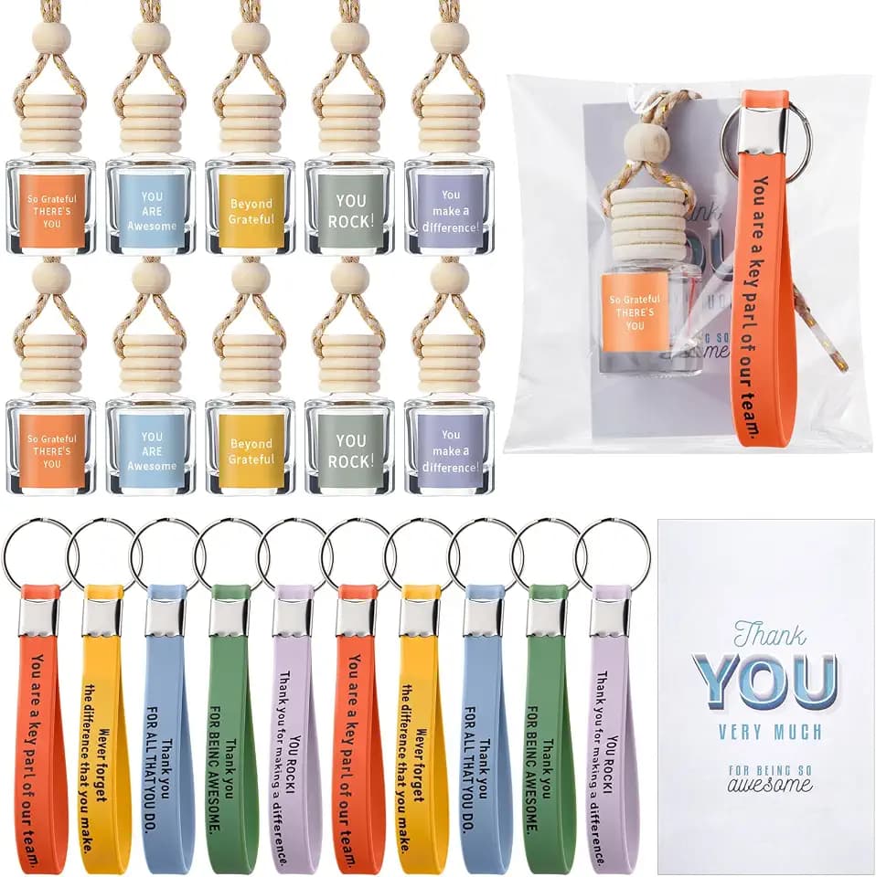 Thyle 40 Pcs Employee Appreciation Gifts Bulk Car Diffuser Bottle Keychain