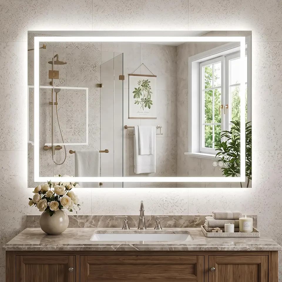 Antok 24x36 LED Bathroom Mirror with Lights, Backlit + Frontlit