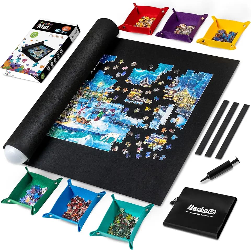 Becko US 2000 Piece Puzzle Mat with 6 Sorting Trays & Storage Bag & Pump