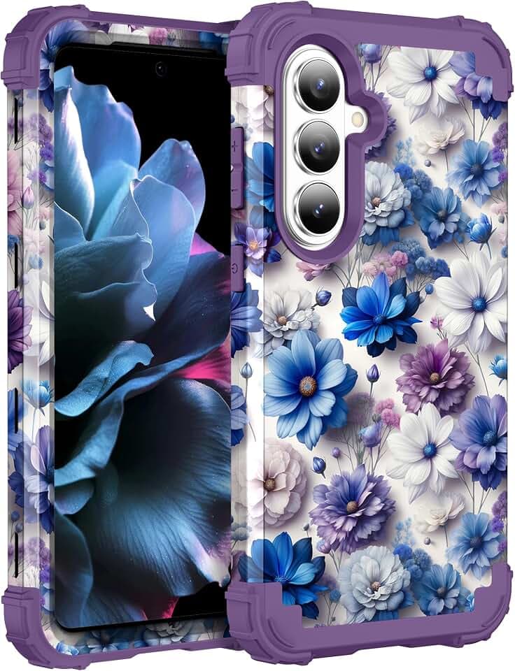 Hocase for Samsung Galaxy S26 Case 6.3"", Blue Purple Flowers