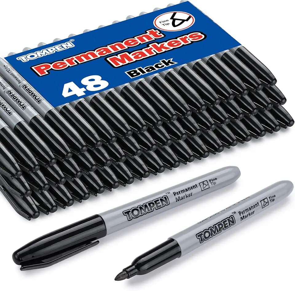 Permanent Markers Black 48 Count Fine Tip,Quick Drying Marker for Gift Card,Bulk Pens on Wood,Plastic,Paper,Metal,Mirror for Office School Classroom Home
