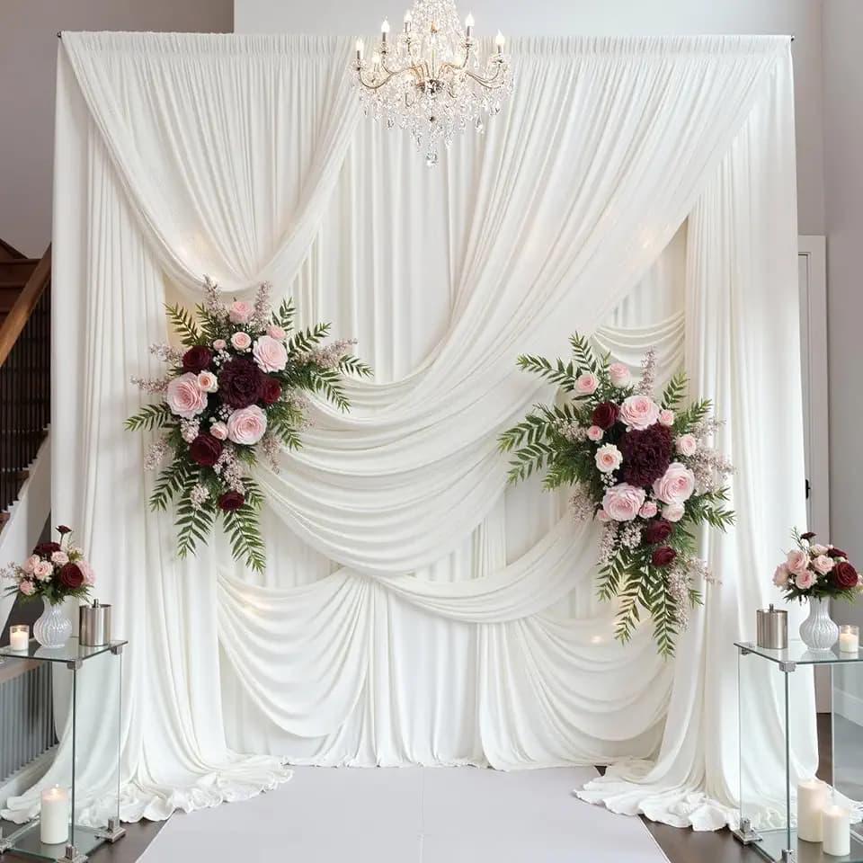 20ft×15ft Creamy Ivory Backdrop Curtain for Wedding Parties