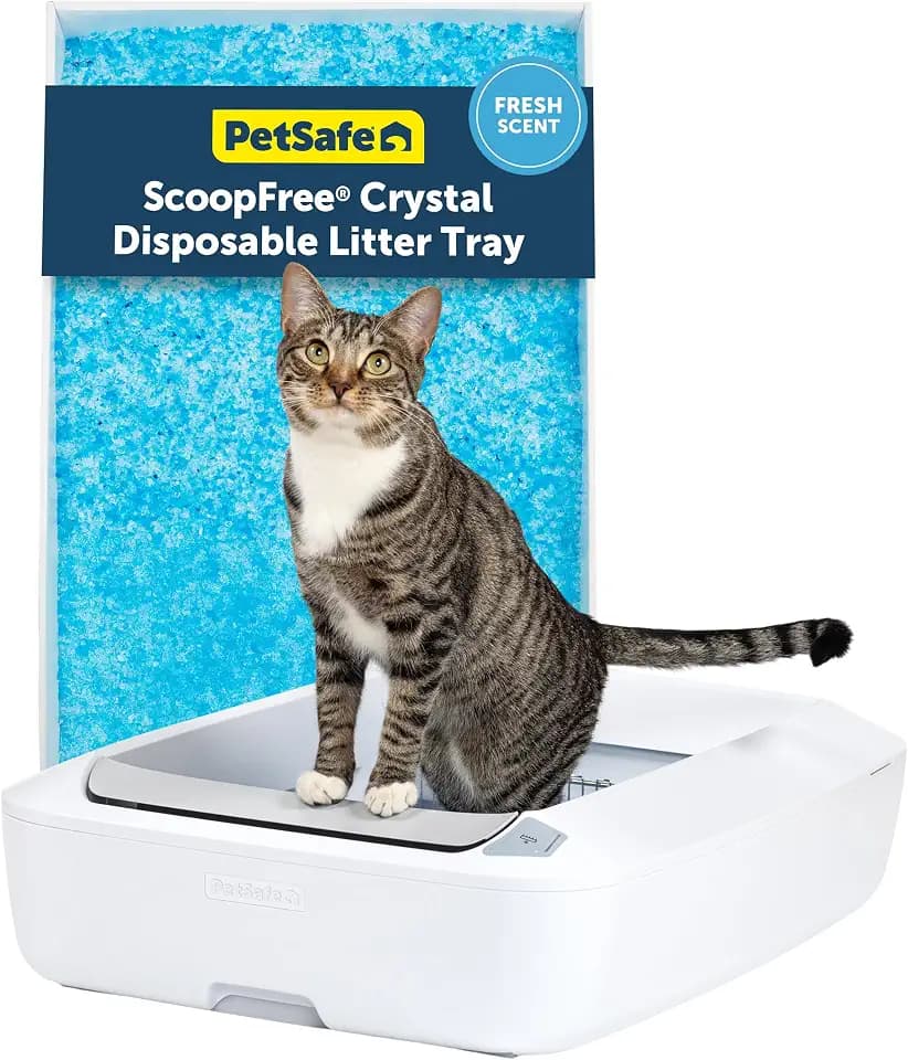 PetSafe ScoopFree Crystal Plus Self-Cleaning Litter Box, Uncovered, White
