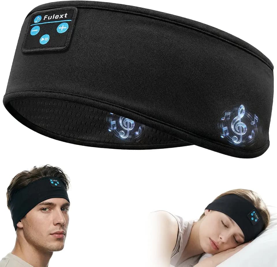 Sleep Headphones Bluetooth 5.4, Wireless Sleep Headphones for Side Sleepers, Ultra-Thin Stereo Speakers & Long-Lasting Time Battery, Sweat-Proof Earphones (PureBlack)