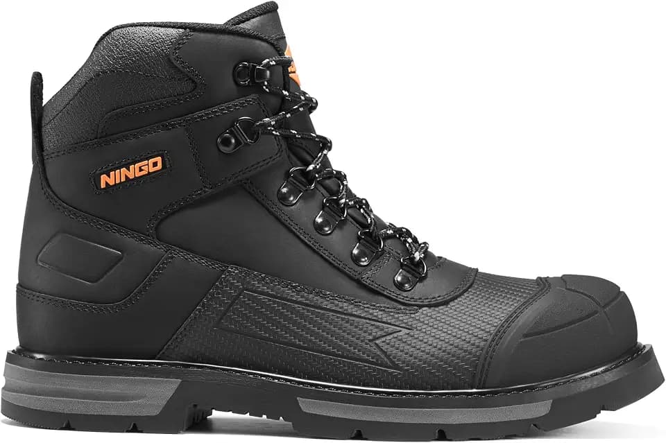 NINGO Steel Toe Work Boots for Men, Non Slip Durable Construction Boots