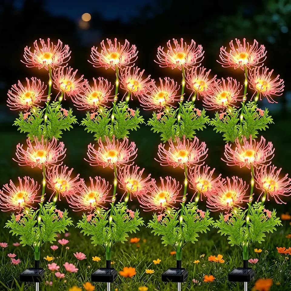 Solar Garden Flower Lights Outdoor,LED Flower with Glowing Stems