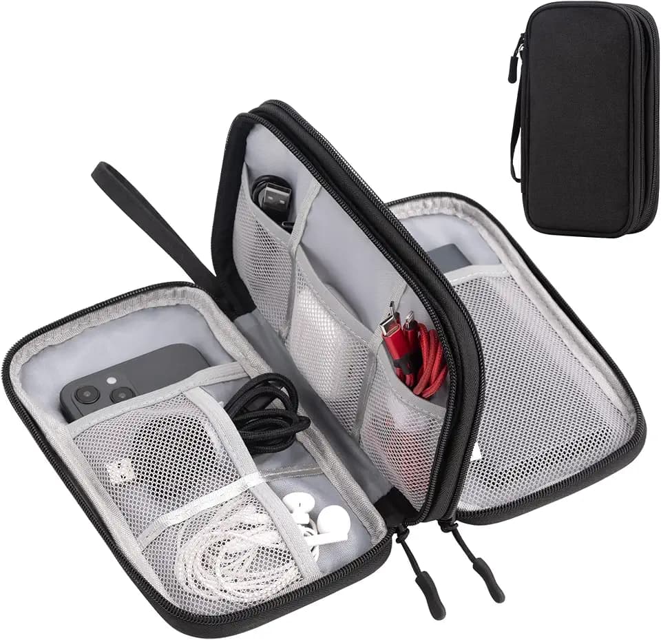 Arae Travel Essentials Electronic Organizer Double Layer - Black, S