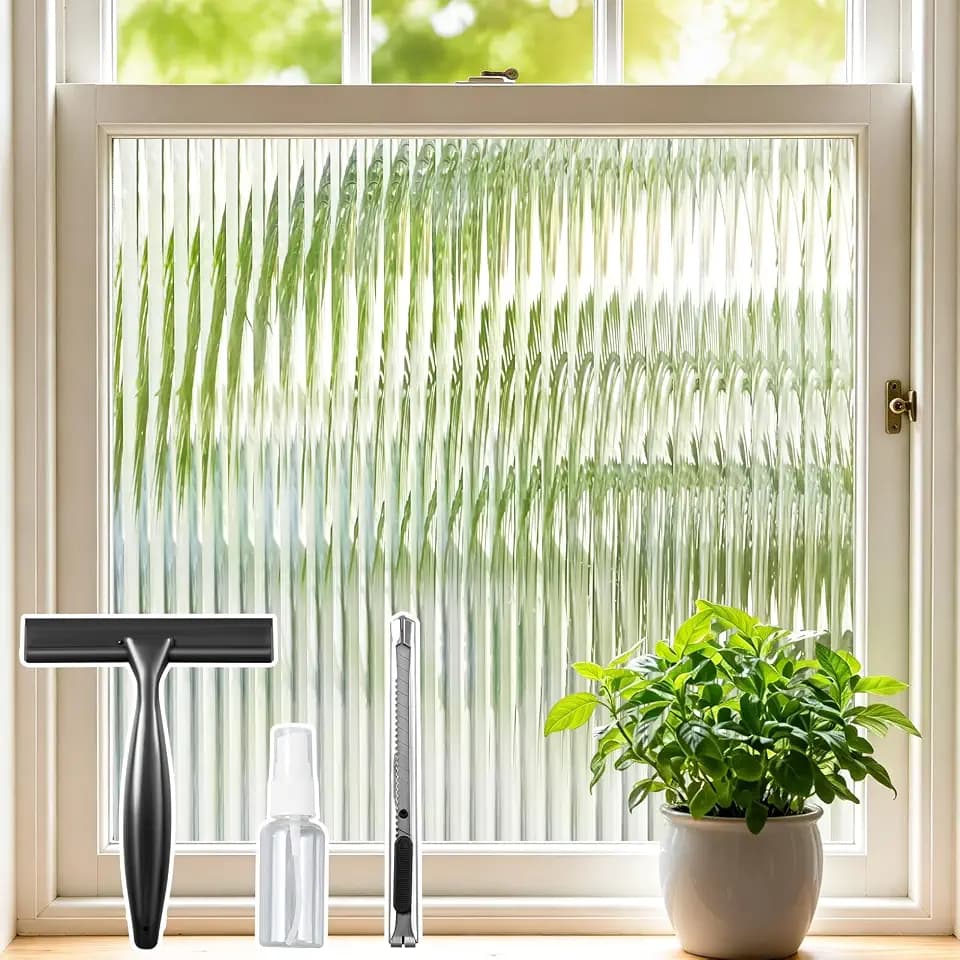 Beautyhero Reeded Glass Window Privacy Film 3D Static Cling, 23.6 x 78.7''