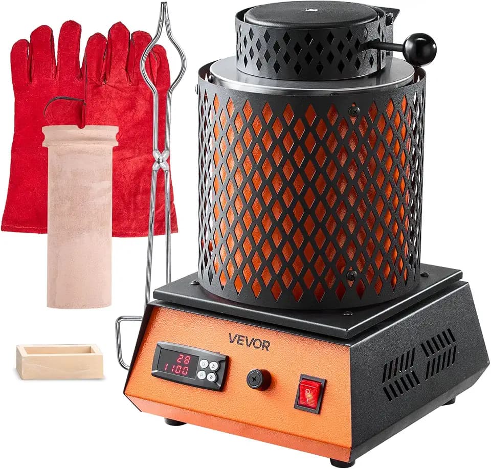 VEVOR digitaler Goldschmelzofen Maschine mit 3 kg Keramiktiegel, elektrischer Schmelzofen 1350 W max. 1150 ℃, Metallschmelzofen Set für Schmuckherstellung Metallbarren Metallkomponenten Schwarz