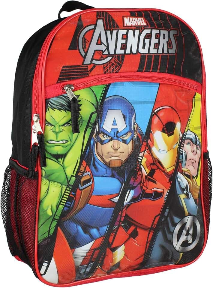 Marvel Avengers Backpack Iron Man Thor Hulk Captain America Travel 16" Backpack