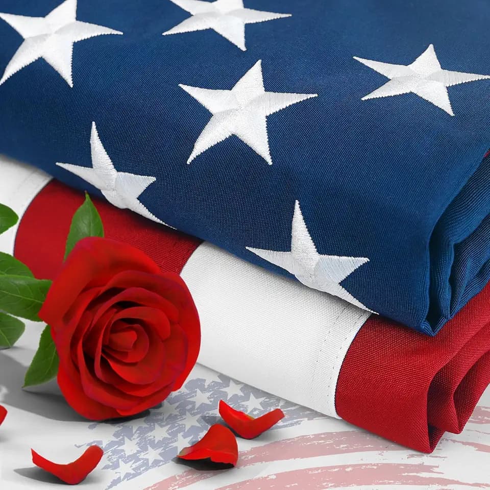 3x5Ft Heavy Duty American Flag,Premium Spun Polyester US Flag, Densely Embroidered Stars,4‑Row Stitching Reinforced Seams,High Wind UV‑Protected Tear‑Proof Indestructible All Weather Outdoor USA Flag